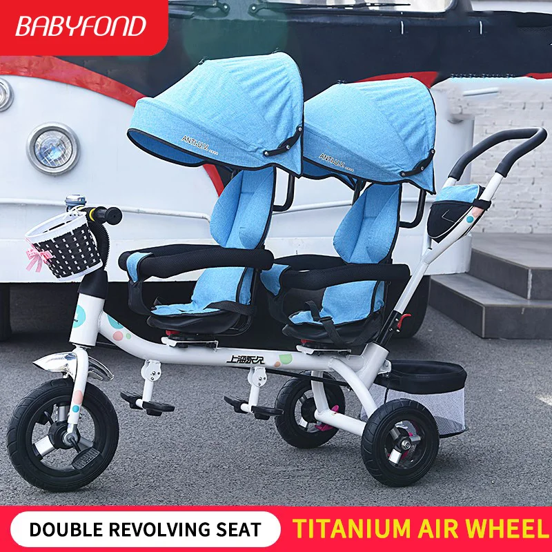 

Children's double tricycle can lie stroller bicycle baby light stroller