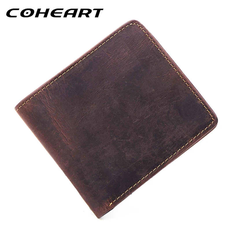 COHEART кошелек из натуральной кожи Crazy Horse Мужской винтажный мужские бумажники