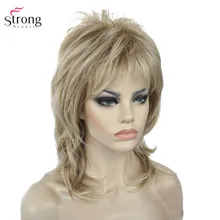 StrongBeauty синтетические парики для женщин натуральные волосы Омбре блонд/коричневый выделяет Средний кудрявый слоистый монолитным парики Косплей