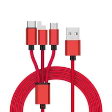 Три в одном зарядная линия для Apple Android type-c универсальный плетеный кабель для быстрой зарядки мобильного телефона