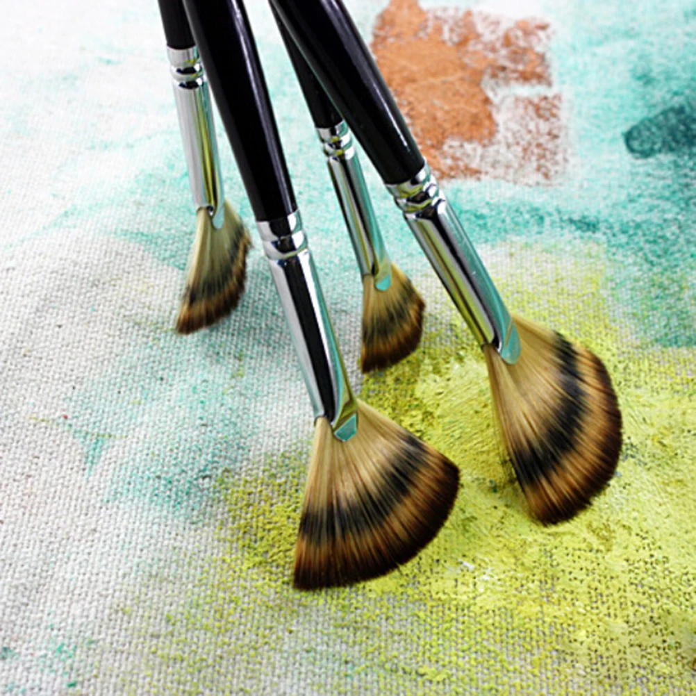 

Fine Hand Fan Shape Painting Pen Art Supplies 6 Sizes Artist Oil Painting Brushes For Stationery Multifunctional Pen