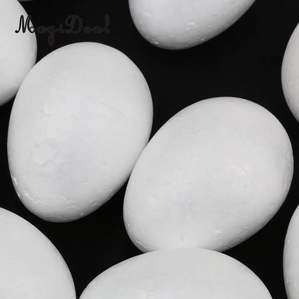 MagiDeal 10Pcs White Modelling Craft Polystyrene Foam Eggs 8cm Colored with Crayon Painting Stick Gouache DIY Christmas Decor