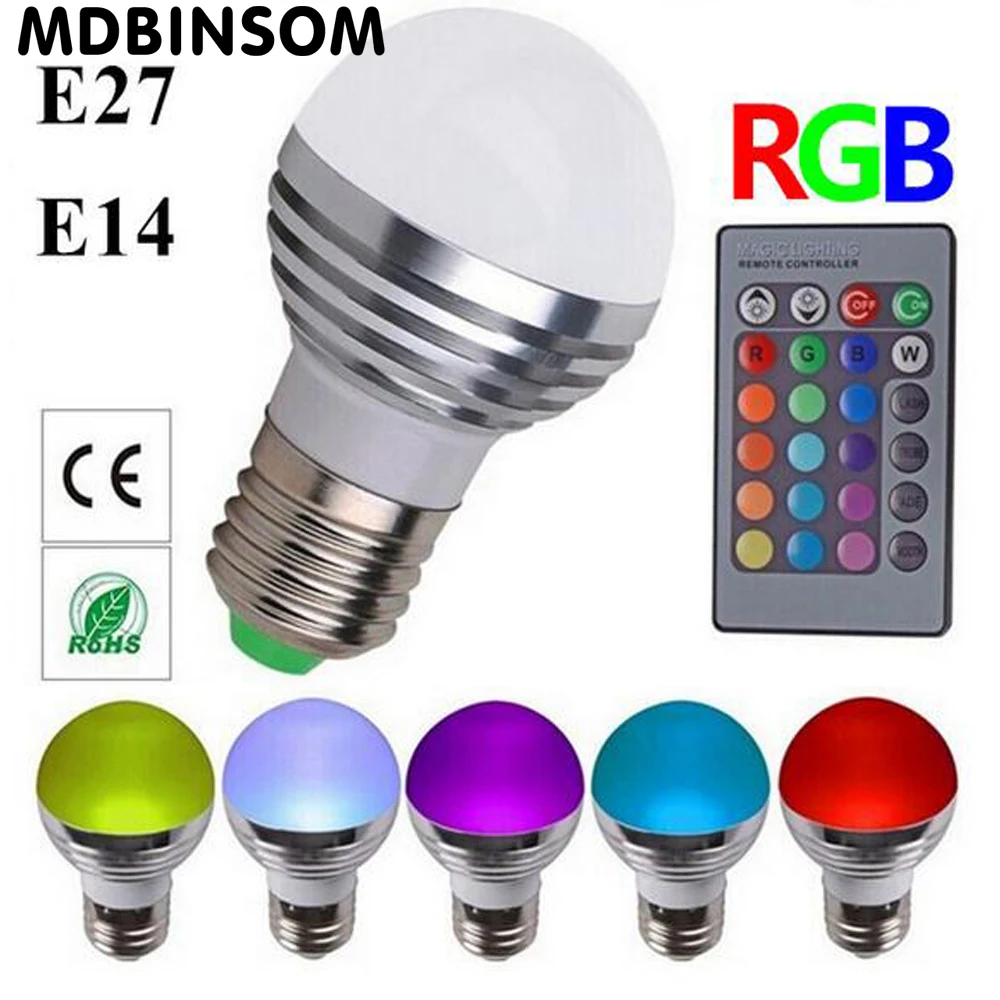 New Dimmable E27 3W Spotlight Bulb 16 Colors RGB Christmas Decor