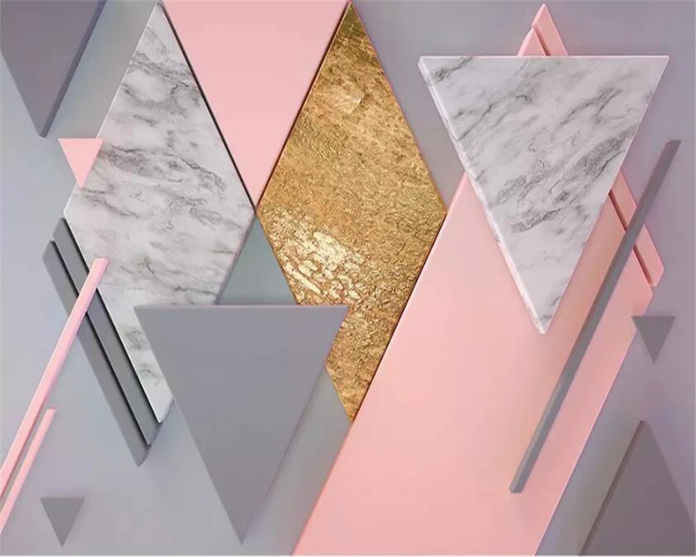 Wellyu пользовательские 3d обои фото фрески розовые новые алмазные геометрические
