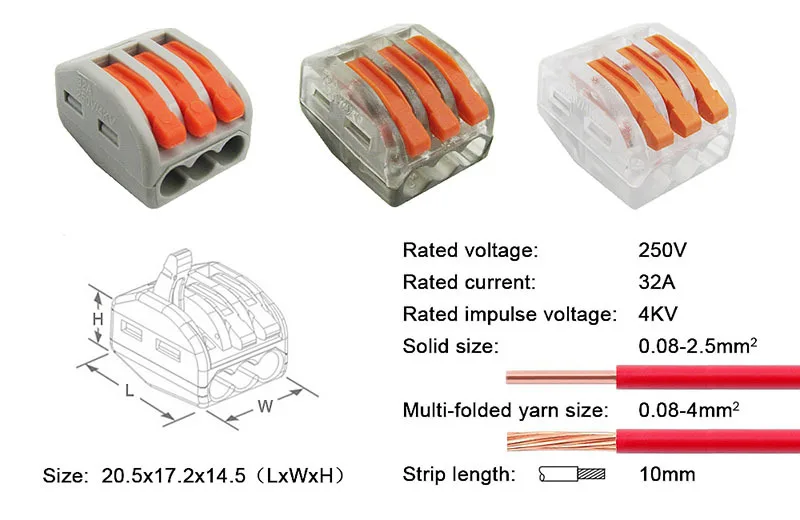 50 шт./кор. разъем провода в штучной упаковке Универсальный Компактный разъема Крытый гибрид быстрый разъем электротехническое оборудование PCT-222