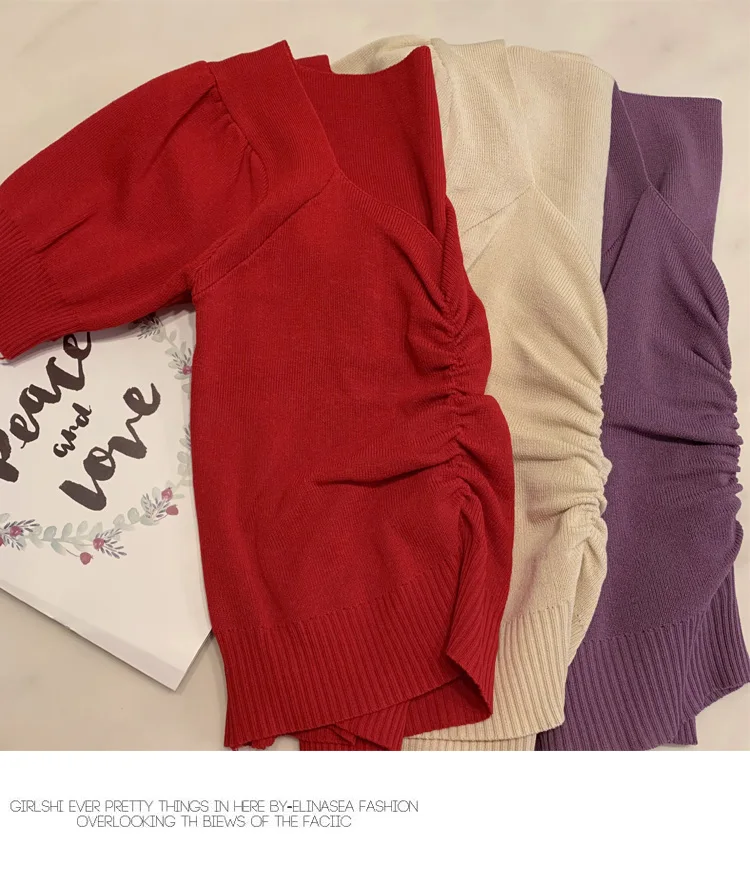 Женские Ретро Топы с оборками, трикотажные топы с короткими рукавами, тонкая однотонная Повседневная футболка, сексуальный топ