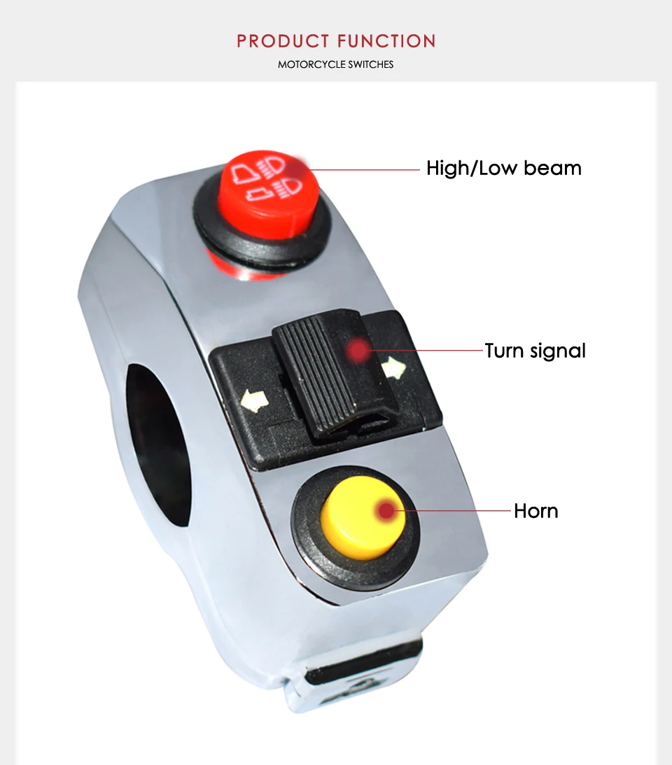 Хромированные Серебристые переключатели для мотоциклов 7/" 22 мм крепление на руль фары переключатель сигнала поворота