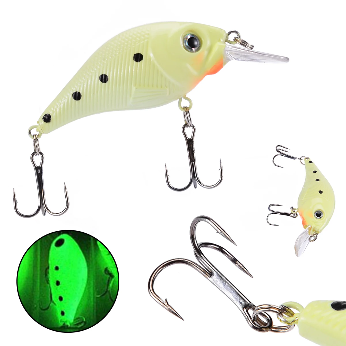 1Pcs 3D Luminous Fishing Lure Minnow Night Fishing Lure Bass Crankbait Crank Bait Hooks Wobbler Fish Tackle