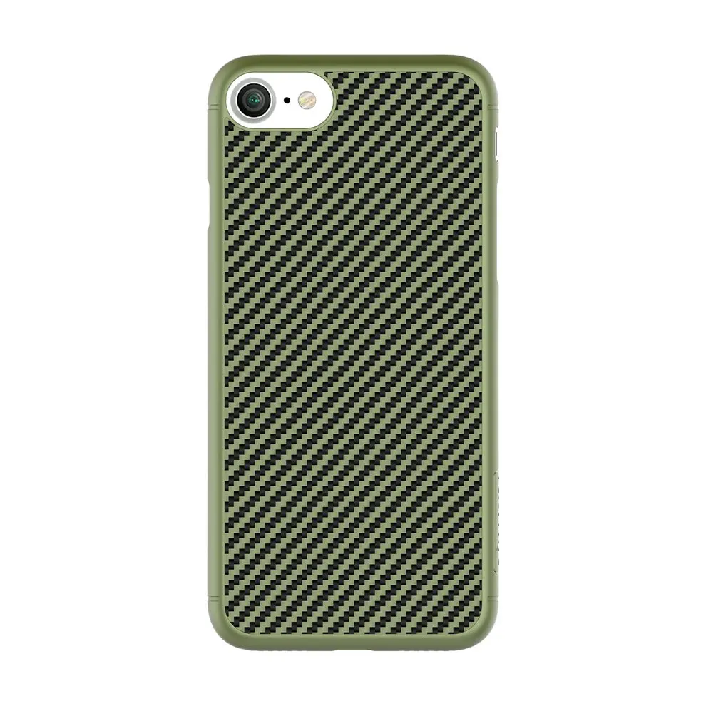 

Protective Frame For iPhone 7 For iPhone 7 Plus Carbon Fiber Iron Sheet Green Mobile Phone Case Cover Phone Accessories