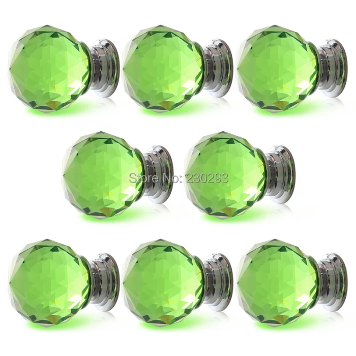 9PCS Green Glass Crystal 40mm Ball Shaped Furniture Knobs Drawer Pulls Cabinet Handles Kitchen Cupboard Door Home Decor | Обустройство
