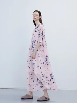 

IRINAY155 2019 ss collection sweet floral print silk dress long