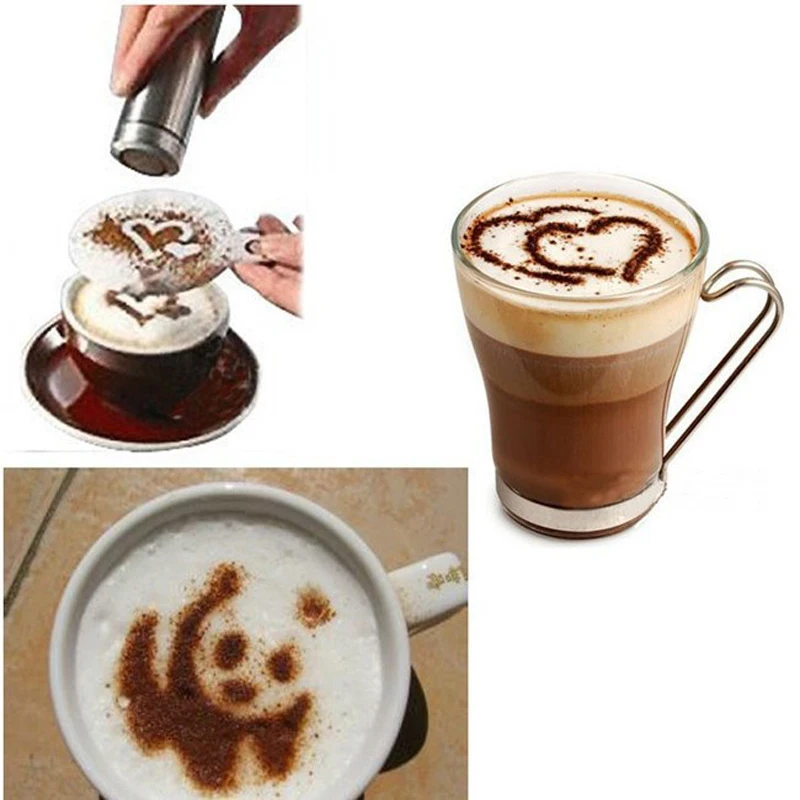 

16Pc/set Cappuccino Coffee Barista Stencils Template Strew Pad Duster Spray Tools Cake Cupcake Stencil Template Decorating Tools