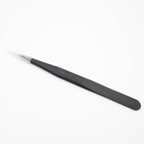 

Stainless Steel Black Elastic Anti-static Tip Straight TU-12B Tweezer