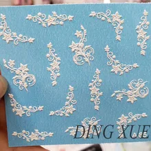  1pc 3D Acrylic Engraved  Nail Sticker Embossed White&Pink Color Flower Water Decals Empaistic Nail Water Slide Decals Z0342 