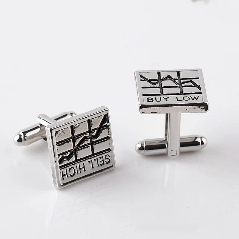 

statement stock market Cuff Links sell high Stock charts buy low Cufflinks French Shirt accessoires cuff button basic cuflinks