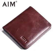 ZIEL Öl Wachs Echtem Leder Herren Geldbörse Kleine Marke Vintage Einfache geld Tasche Geldbörse Dünne Rindsleder Brieftaschen Männer Kartenhalter