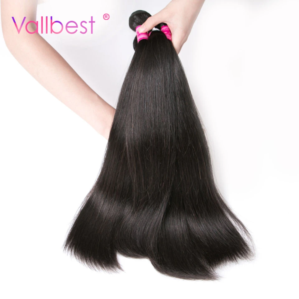 Vallbest Brazilian Virgin Hair Straight Human Hair Bundles Natural Black 100% Unprocessed Hair Extension Weave Brazilian Hair