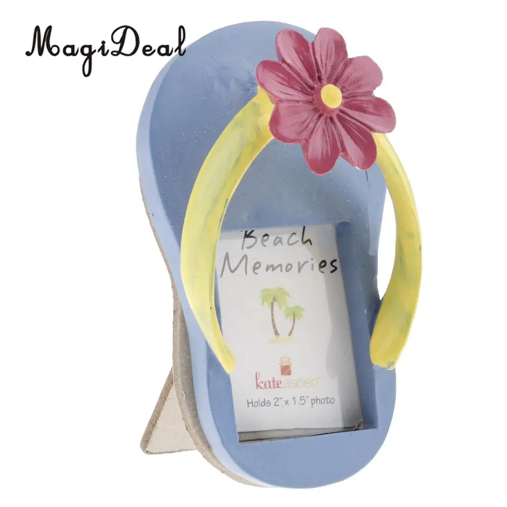 Summer Beach Flower Slipper Flip Flops Resin Picture Photo Frame