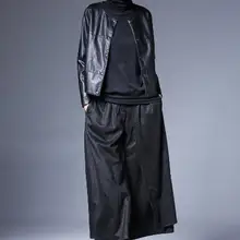 Весенняя новая свободная повседневная куртка с длинными рукавами и круглым вырезом из черной искусственной кожи женская тонкая короткая куртка женская осенняя S-L