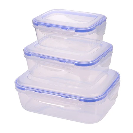 3 шт./набор, пластиковые Кухонные коробки для хранения, Ланч-бокс, герметичное уплотнение, контейнер для хранения продуктов, фруктов, злаков, зерен, коробка с крышкой - Цвет: Rectangle