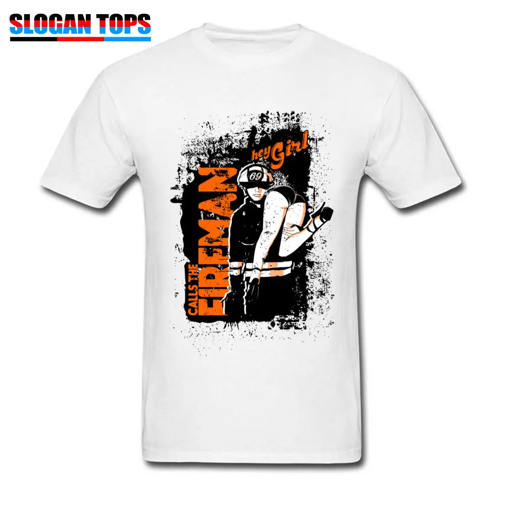 Tops Shirts CALLS THE FIREMAN Thanksgiving Day Family Camisa Short Sleeve 100% Cotton Round Neck Adult T-Shirt Camisa Tee-Shirts CALLS THE FIREMAN white