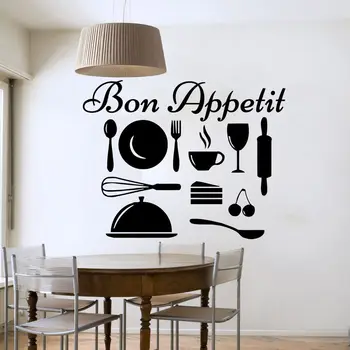 

Wall Decals Kitchen Bon Appetit Decal Vinyl Sticker Window Cafe Home Decor