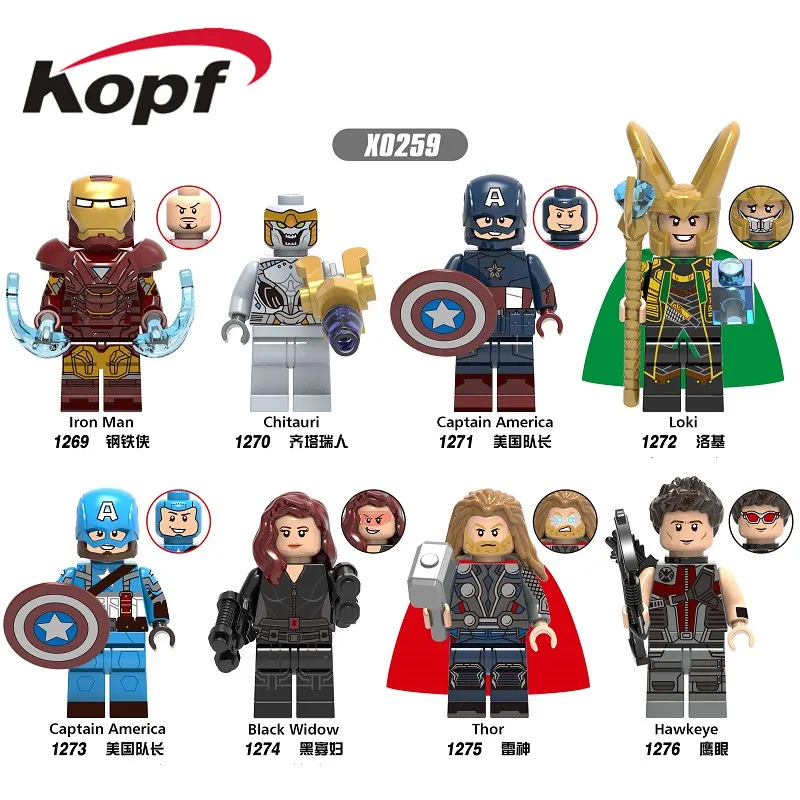 

Building Blocks Avengers 4 Endgame Iron Man Captain America Hawkeye Black Widow Thor Figures For Children Toys Collection X0259