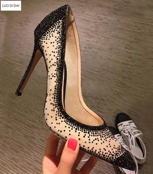 

2020 New women bling pumps glitter party shoes crystal pumps dress shoes pointed toe high heels diamond pumps wedding shoes