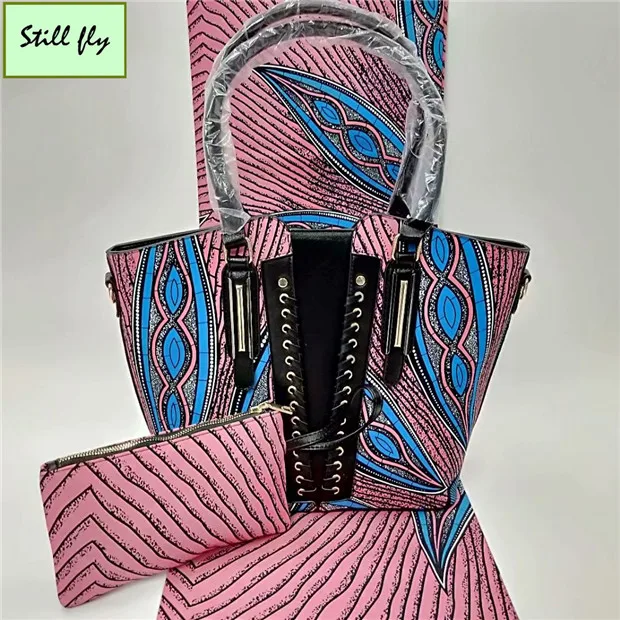 Nigerian women purses and handbags african wax bag set with ankara wax fabric for wedding