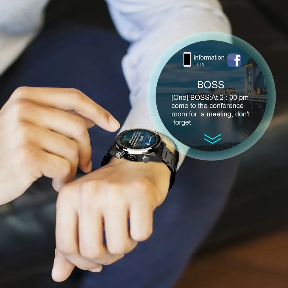 New LOKMAT LK08 4G Smart watch Android 7.1 MTK6739 3GB+32GB 400*400 AMOLED Screen 610mAh Battery Smartwatch GPS Smartwatch Men