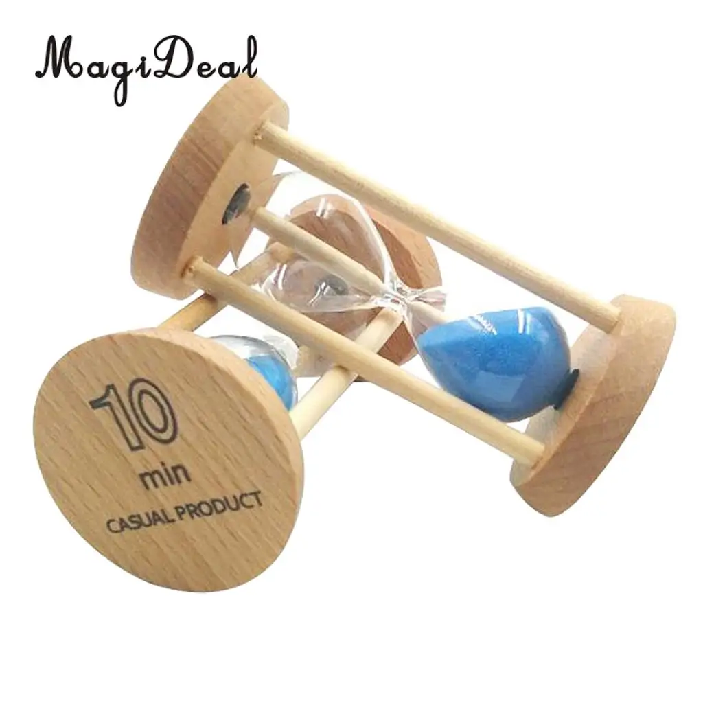 MagiDeal 10 Minutes Wooden Sandglass Hourglass Sand Timer for Classroom Teaching Kitchen Cooking