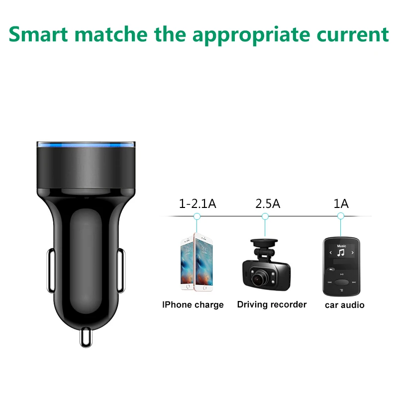 12 V-24 V устройство для автомобиля с двумя портами Usb Зарядное устройство 3.1A розетка для автомобильного прикуривателя Разветвитель USB Автомобильное Зарядное устройство с Напряжение Дисплей для iphone7 huawei