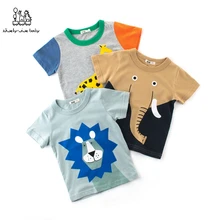 Летняя футболка с рисунком животных для маленьких мальчиков, футболки с изображением Льва для маленьких мальчиков и девочек хлопковые топы для малышей, платье для девочек
