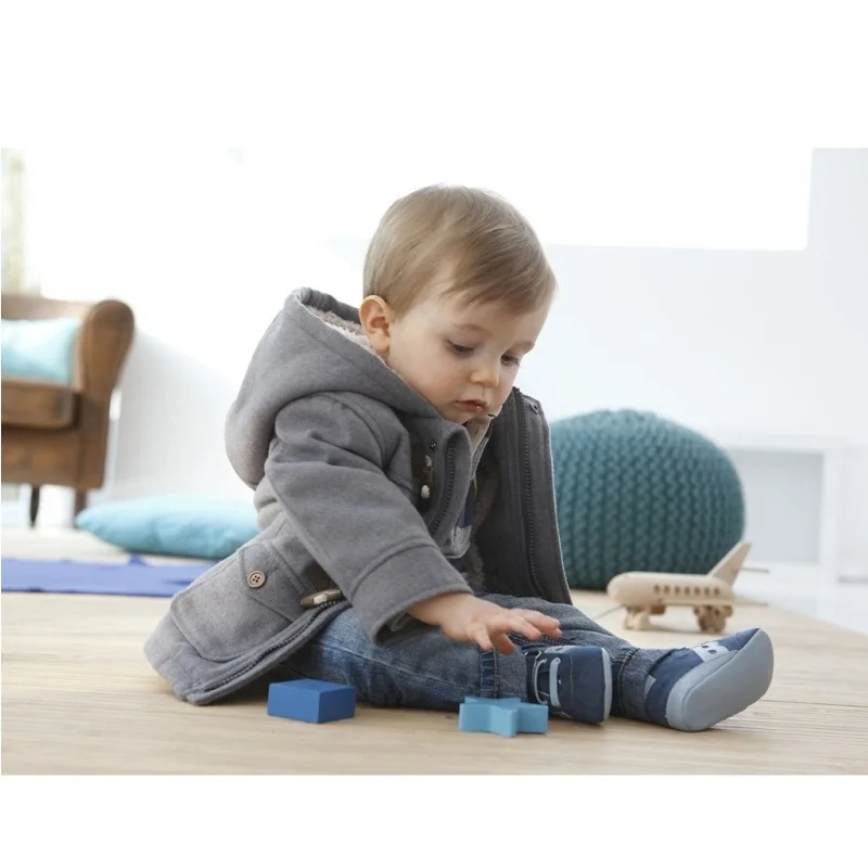 Brown Grey Children Winter Coats Fleece Boy Clothes Outfits Kids Hooded Wool Blends Baby Boy's Down Jacket Horn Button Top
