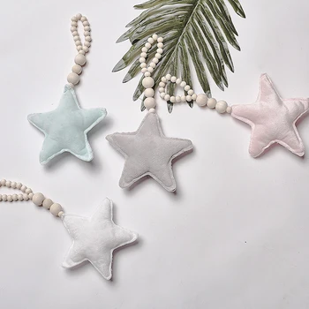 

Baby Room Decor Baby Bed Bumper Decoration Stars Handmade Macaron Colored Fur Ball Kids Tent Room Decor Accessory Wall Hanging