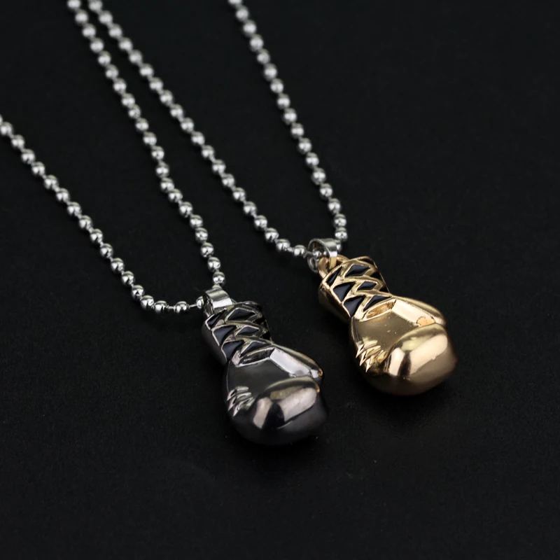 New Brand Gold/Black/Silver Plated Fashion Mini Boxing Glove Necklace Manly Boxing Match Jewelry
