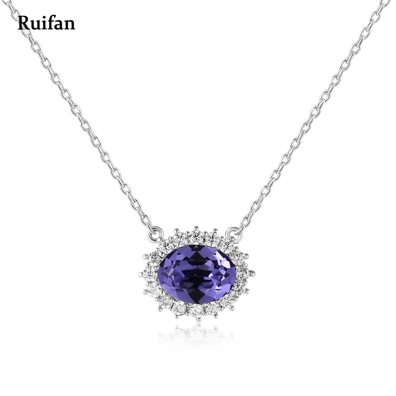 

Clearance Sale Oval Purple Crystal Rhinestone Pendant Necklaces 925 Silver Chain Necklace Women Jewelry Accessories YNC026