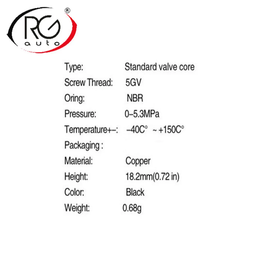 RGFROST 50pc 18.2mm 5GV NBR Automotive Air-Conditioning Standard Valve Stem Core High Pressure Copper Needlle R12 R134a