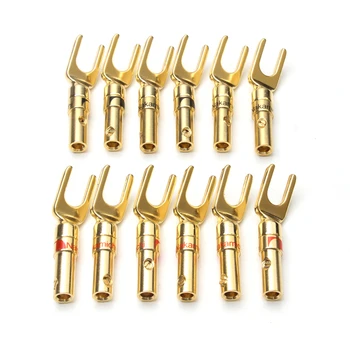

12PCS Gold Plated Y-Type Male Banana Plugs Audio Connectors Loudspeaker Amplifier Adapter For Electronics Speaker Banana Plug