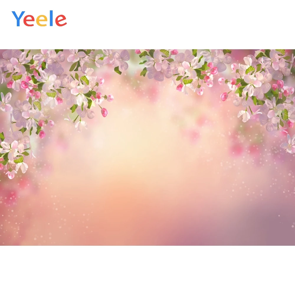 

Yeele Vinyl Pink Flowers Light Bokeh Children Photography Backdrops Wedding Love Photographic Backgrounds For Photo Studio