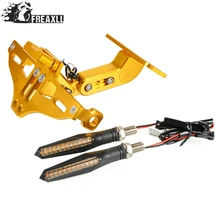 Universal Motorcycle License Plate Bracket Holder With LED Light For Aprilia CAPANORD 1200 Rally- dorsoduro 1200 2011