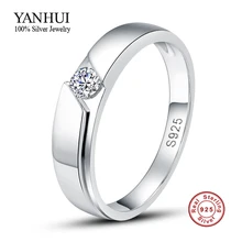 Enviar Certificado de Plata Real Sólido Hombres Del Anillo de Plata 925 de La Joyería de Plata 0.5 Quilates CZ Anillos de Diamantes para Los Hombres y Las Mujeres JZR77
