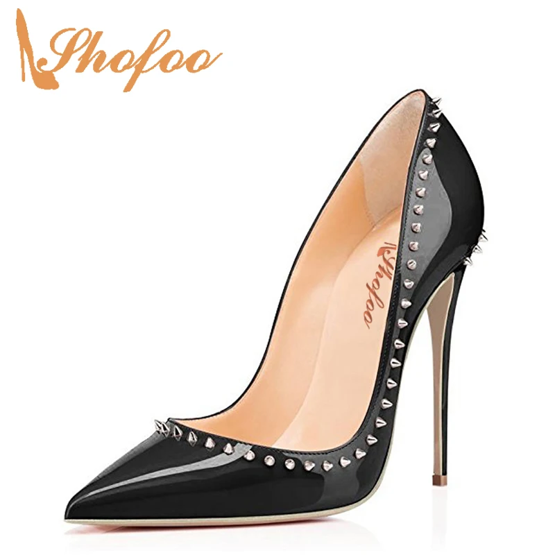 

Туфли-лодочки женские на шпильке, высокий тонкий каблук, заостренный носок, свадебная обувь, фетиш, модная обувь для зрелых, большие размеры 4-16, черные