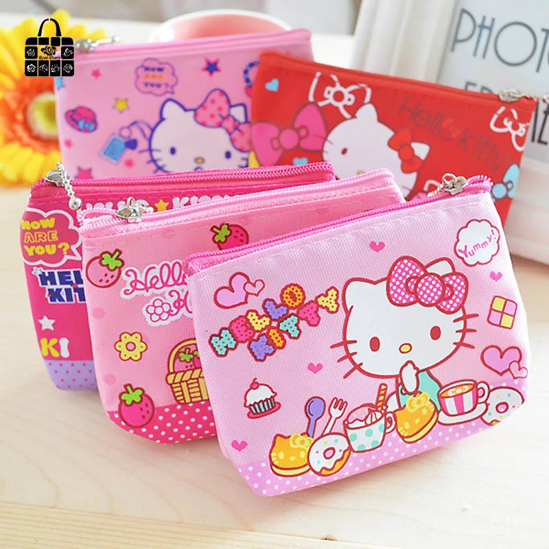 RoseDiary New lovely hello kitty canvas girl coin purse child change