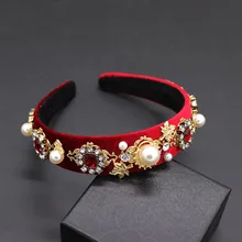 Новая жемчужная круглая Цветочная повязка в стиле барокко полностью жемчужная Ретро Повязка На Голову модная уличная мода для выпускного вечера Универсальная повязка на голову 342