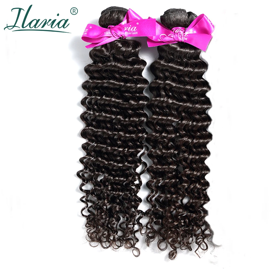 

ILARIA HAIR 7A Deep Wave Peruvian Virgin Hair Bundles 2Pcs/Lot 100% Curly Human Hair Weaves Hair Weft Natural Color Top Quality