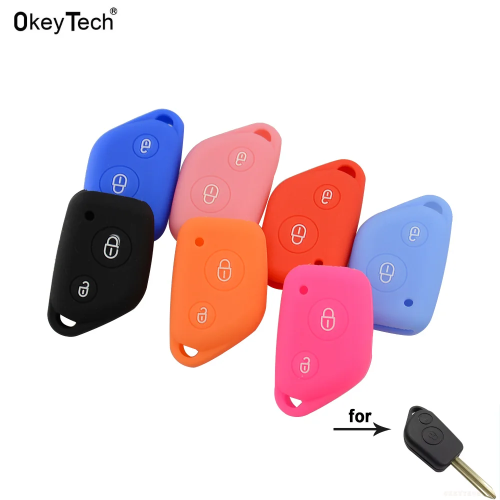 

OkeyTech Silicone Soft Rubber Car Key Case Fob Shell for Peugeot 106 205 206 306 307 405 406 for Citroen 2 buttons key Cover