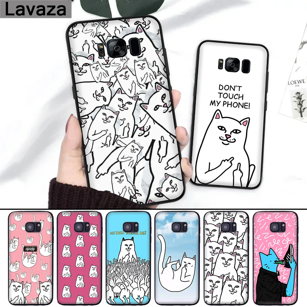 

Lavaza Fashion Cute Funny Cat Printed Silicone Case for Samsung S6 Edge S7 S8 Plus S9 S10 S10e Note 8 9