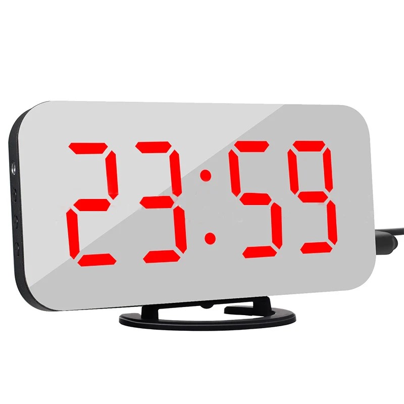 Многофункциональный светодиодный зеркальный будильник, часы с цифровым повтором сигнала, часы с настольным будильником