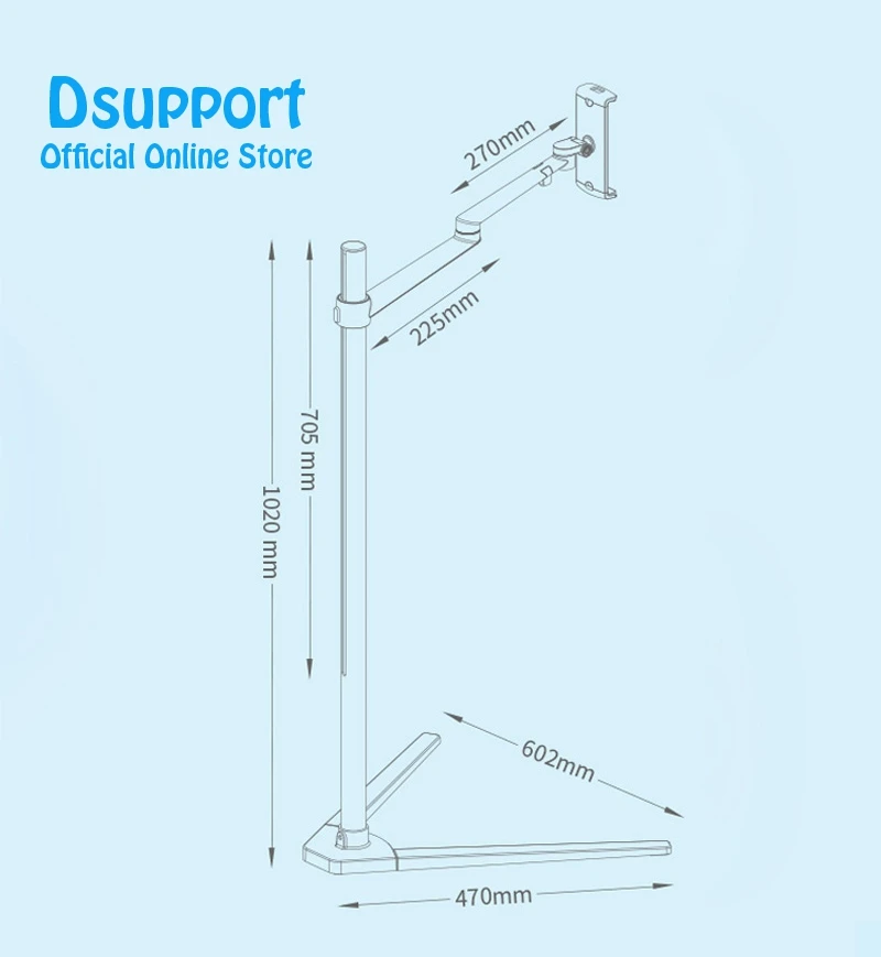 UP-6A floor stand for phone & tablet & ipad Holder Height/Angle Adjustable 5